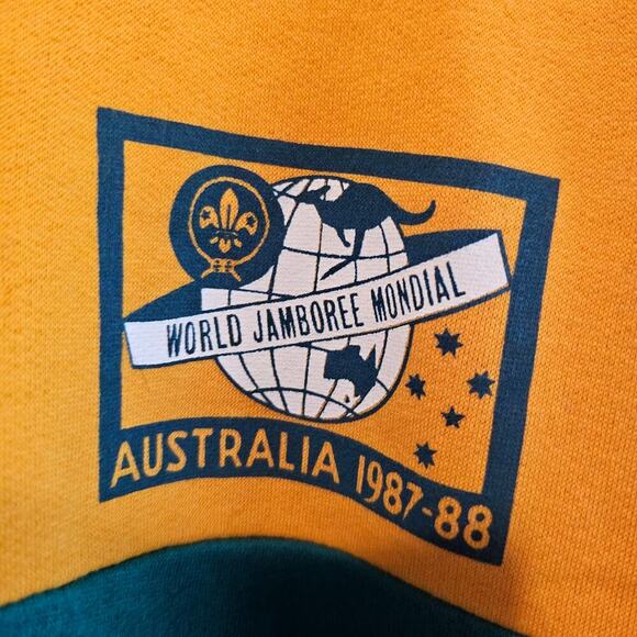 Vintage World Jamboree Mondial Australia Sweater Men XL Green Preppy Boy Scouts - Picture 3 of 8